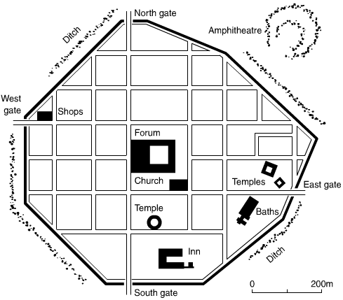 Typical layout of a Roman town