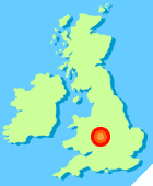 Map of Britain highlighting Birmingham