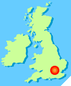 Map of Britain highlighting London