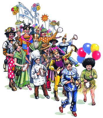Children enjoy fancy-dress parades, plays, and parties at the festival of Purim.
