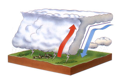 At a cold front, hot air is forced up over cold air, resulting in unstable weather.