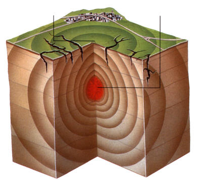 An earthquake is most violent at its epicentre, the point on the surface directly above the source.