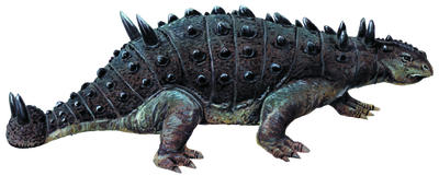 An armoured, plant-eating dinosaur with a club on the end of its tail