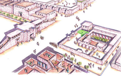 Part of the city of Thebes as it would have looked 3,000 years ago.
