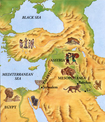 A map of the lands described in the Bible. They are known as the Bible lands.