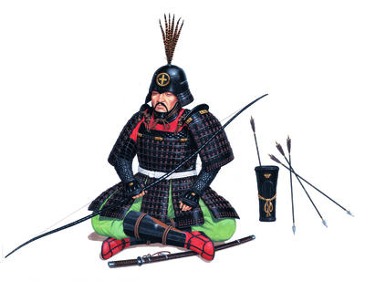 Around 1560, samurai armour was made from plates of metal tied together with silk threads.