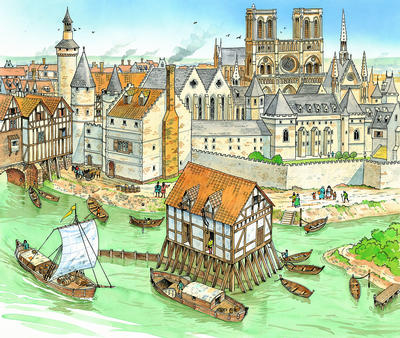 In the Middle Ages many of the big towns and cities, such as Paris, were built on rivers.