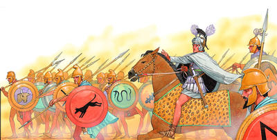 The armies of Alexander the Great conquered the Persian empire, which was split up when Alexander died.