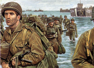 On D-Day, troops arrived by sea in special landing craft.