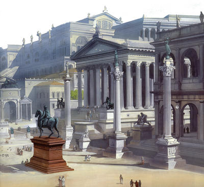 The Forum was dominated by the Temple of Julius and the Temple of Castor and Pollux.