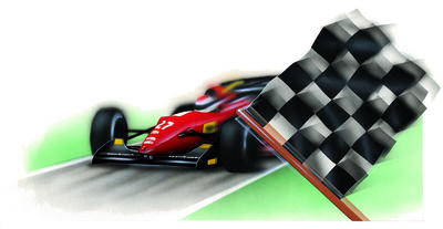 The chequered flag is easily seen, even by cars travelling at incredibly high speeds.