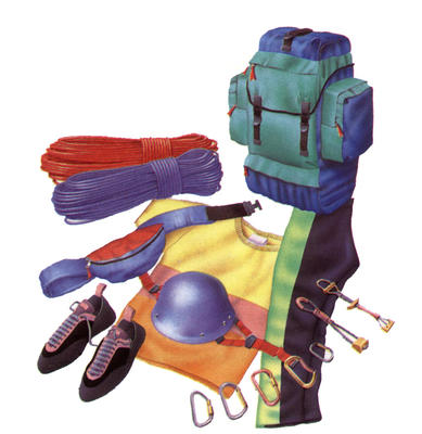 Rock-climbing equipment must be chosen with safety in mind.