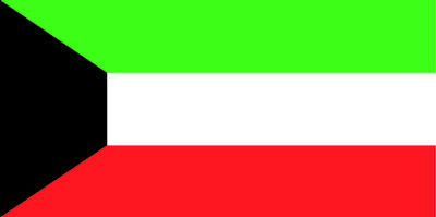 Kuwait's flag is in the pan-Arab colours of red, white, green, and black.