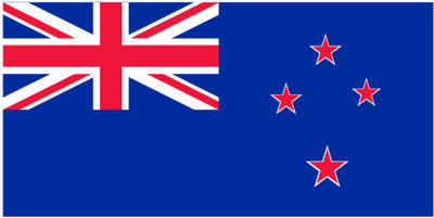 The New Zealand flag shows part of the Southern Cross on the British Blue Ensign.