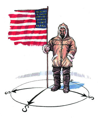 The flag Peary planted at the North Pole was handsewn by his wife.