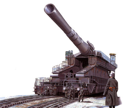 The largest and most powerful gun ever carried on a railway was the German gun Schwere Gustav.