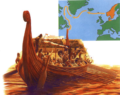 Viking longships were 20 metres or more long and had 15 to 35 rowers on each side.