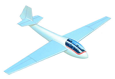 A glider circles in rising air currents, called thermals, to gain height.